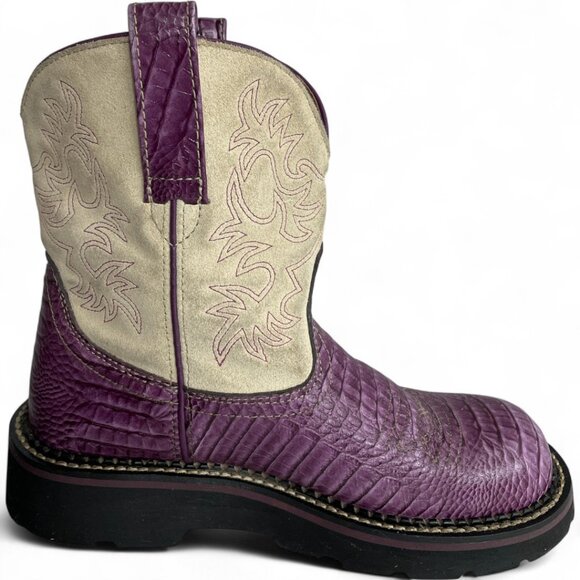 Ariat Leather Purple Ivory Fatbaby Western Cowgirl Cowboy Boots Women's 7.5 B - Picture 6 of 12